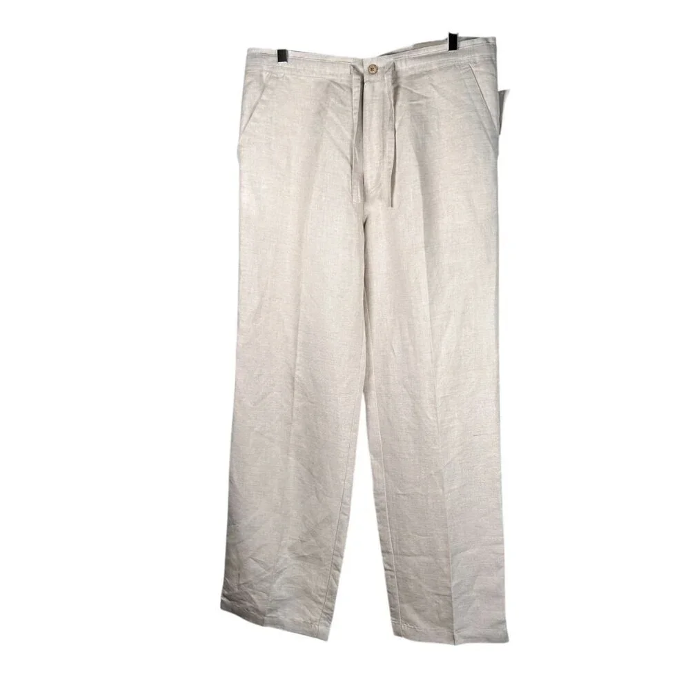 Havana Shirt Co Size Medium 32/34 Men Linen Pants Khaki